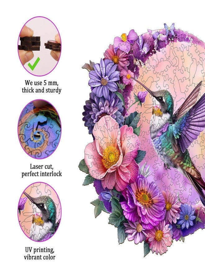 Jigfoxy Wooden Puzzles for Adults, Hummingbird Wood Puzzle, Unique Animal-Shaped Wooden Jigsaw Puzzle for Adults, Perfect Christmas Thanksgiving Gifts for Family and Friends (M-11.4 * 10.9in-200 pcs) - Image 4